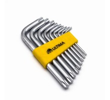 Набор ключей Torx Ultima, 9 шт в наборе, CRV, T10-T50, короткие