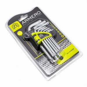 Armero набор шестигранных ключей torx, 9 шт, CRV, короткие