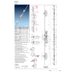 Многозапорный замок дверной с защёлкой привод от ручки E=30 мм