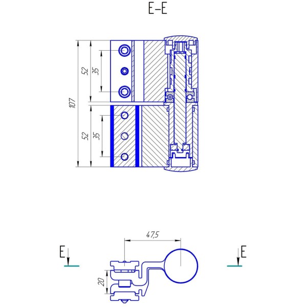 Петля двухподшипниковая ППЕ-2 (двухсекционная) Европаз RAL9016 белая (Петля со скрытыми креплениями ППЕ-2 «европаз» (клеммное крепление))