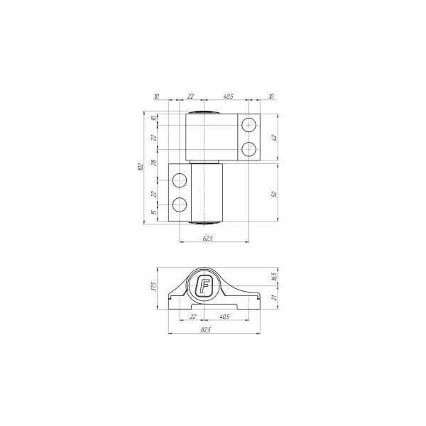 Петля Fural ППД 2 (А) Ral 8017 коричневая (2 подшипника) для тёплых алюминиевых дверей