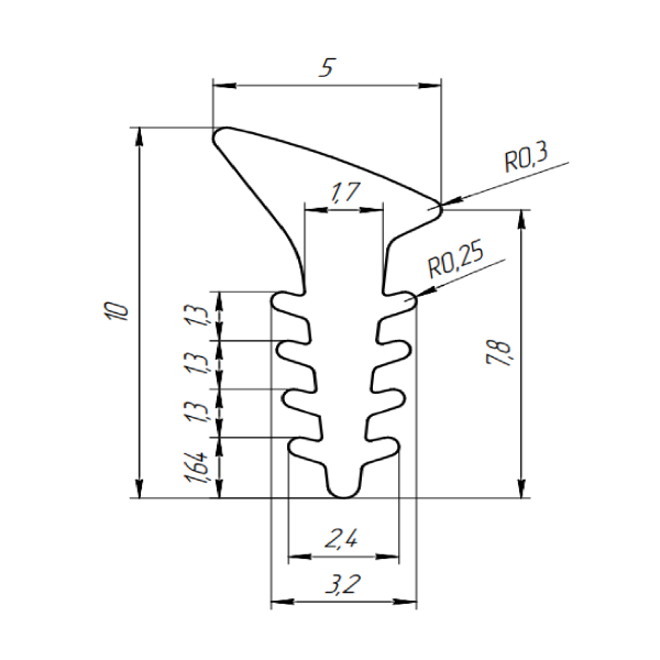 Уплотнитель для алюминиевых конструкций FRK 37 EPDM