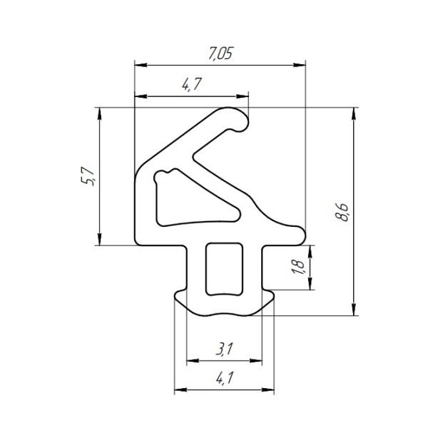 Уплотнитель для алюминиевых конструкций притворный FRK 98 EPDM